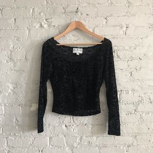 Vintage Velvet Bardot Cropped Top